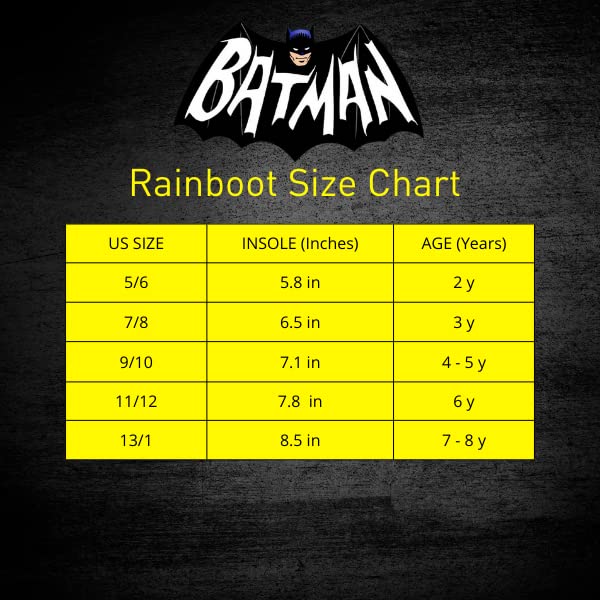 Josmo Boys Batman Waterproof Easy Pull Handle Rainboots - The Batman rain boot - Black/Blue (size 13-1 Big Kid)
