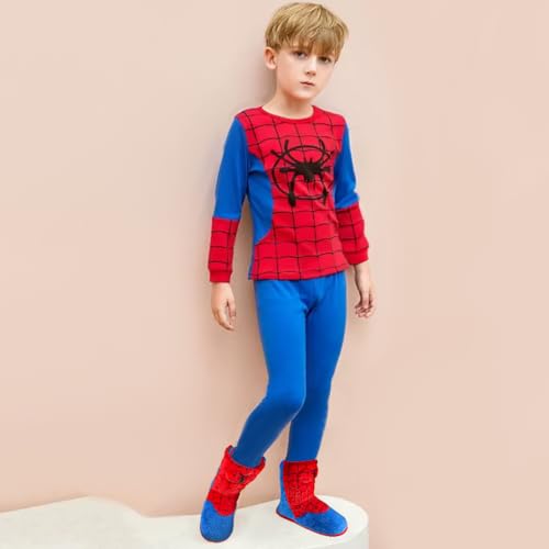 Dream Bridge Boys Girls Booties Kids Slippers Boots Spider Home Shoes Warm Plush Ankle Booties, Blue, 2-3 US Big Kid, XL