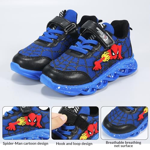 Kosriar Cartoon LED Illuminated Sneakers for Outdoor Sports and Running with Breathable Design and Party Fun(Blue,9)