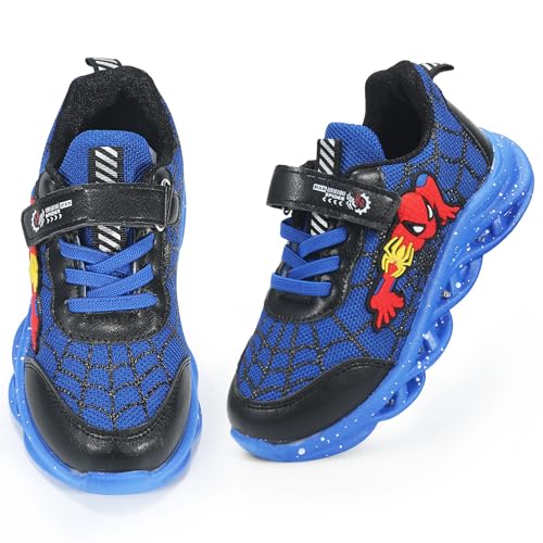 Kosriar Cartoon LED Illuminated Sneakers for Outdoor Sports and Running with Breathable Design and Party Fun(Blue,9)