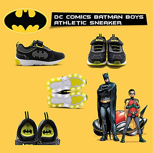 DC Comics Batman Boys Bat Signal Lighted Athletic Sneaker, Toddler, Size 6 Black