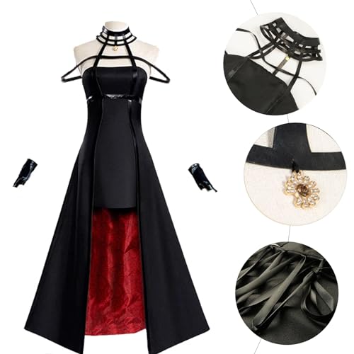 Yor Forger Cosplay Costume, Women Killer Gothic Halter Black Dress Outfit with Stockings Suit…