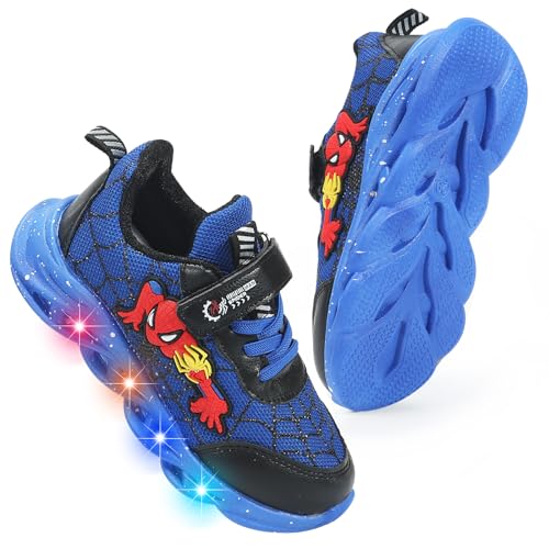 Kosriar Cartoon LED Illuminated Sneakers for Outdoor Sports and Running with Breathable Design and Party Fun(Blue,9)