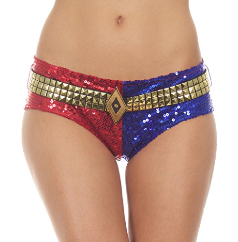 DC Comics Suicide Squad Harley Quinn Shorts Panties Costume for Women Halloween Cosplay Red/Blue