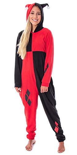 DC Comics Women's Harley Quinn Costume One-Piece Union Suit Cosplay Pajama Outfit (XXS/XS)