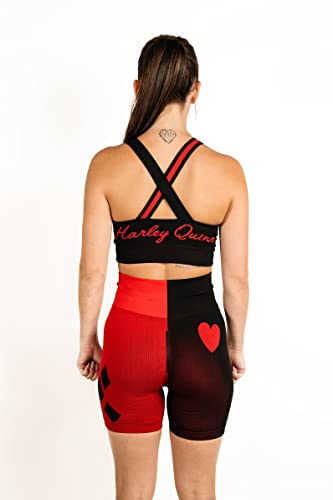 DC Comics Harley Quinn Womens Cosplay Active Workout Outfits – Biker Short and Bra 2PC Sets by MAXXIM Harley Quinn X-Small