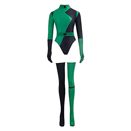 BYHai Shego Cosplay Costume Jumpsuit Shego Halloween Costume Sexy Bodysuit Super Villain Costumes for Adults Women XS, Green, X-Small
