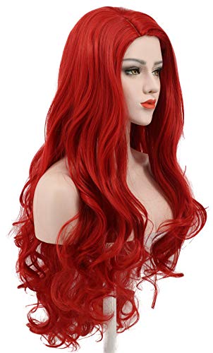 karlery Women's Long Wave Red Hair Halloween Cosplay Wig Anime Costume Party Wig