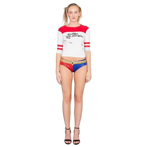 DC Comics Suicide Squad Harley Quinn Daddy Little Monster Movie Costume for Women White Short Sleeve T-Shirt for Cosplay