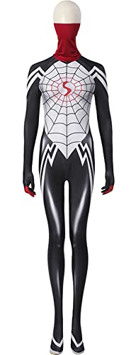 Jannoyra Moon Silk Cosplay Spider Women Jumpsuit Bodysuit Outfit Spider Bride Jannoyra Moon Halloween Catsuit Playsuit Uniform (Medium, Black)