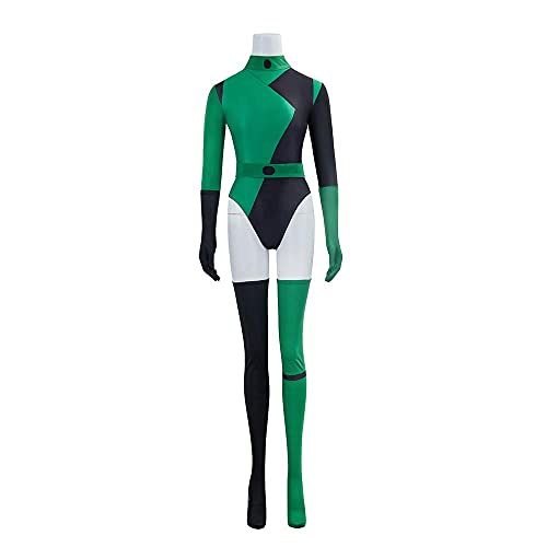 BYHai Shego Cosplay Costume Jumpsuit Shego Halloween Costume Sexy Bodysuit Super Villain Costumes for Adults Women XS, Green, X-Small