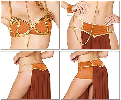 Little Beauty Sexy Costume Outfit Set Babydoll Bedroom Honeymoon Cosplay Princess Leia Gold M
