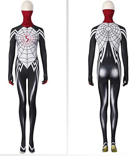 Jannoyra Moon Silk Cosplay Spider Women Jumpsuit Bodysuit Outfit Spider Bride Jannoyra Moon Halloween Catsuit Playsuit Uniform (Medium, Black)
