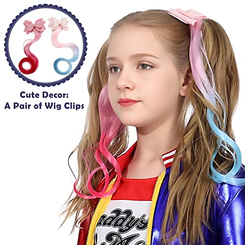 Lydoesy Cosplay Costume Outfit Set with Jacket Shorts Glove Wig Baseball Bat Tattoo Stickers for Kids Halloween (L)