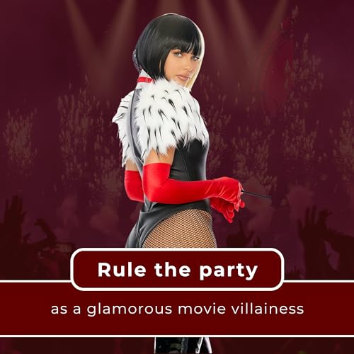 Forplay Womens 3pc. Movie Villain Character Adult Sized Costumes, Black White, Small/Medium US