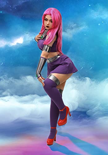 C-ZOFEK US Size Purple Dress Cosplay Costume Halloween Outfit with Stockings (Large)