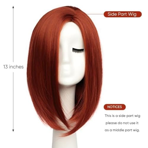 BESTUNG Red Bob Wigs for Women Short Straight Red Wig Side Part Synthetic Hair Costume Wigs for Cosplay Daily Party Halloween
