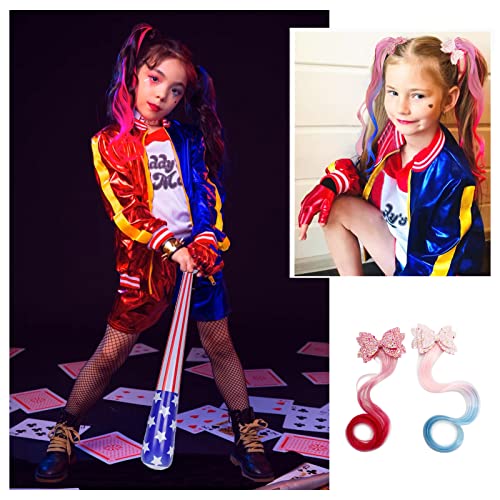 Lydoesy Cosplay Costume Outfit Set with Jacket Shorts Glove Wig Baseball Bat Tattoo Stickers for Kids Halloween (L)
