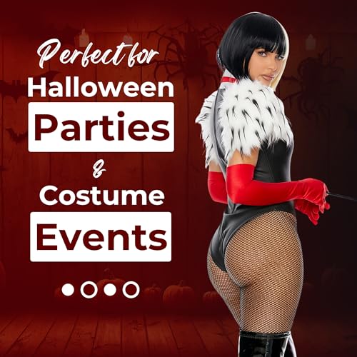 Forplay Womens 3pc. Movie Villain Character Adult Sized Costumes, Black White, Small/Medium US