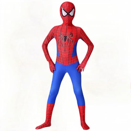 HYUNLAI Superhero Costume Suit Jumpsuit,Halloweeen Cosplay Bodysuit Kids Spandex Bodysuit Jumpsuit Costume (blue, height 47.2inch)