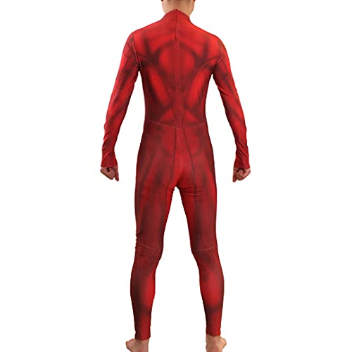 YUOBKU Unisex 3D Muscle Bodysuit Halloween Red Zentai Party Fanny Dress Cosplay Outfit, red 160