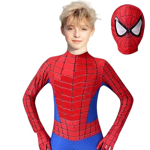 malji Spider Costume for Kids, Halloween Costumes Super Hero Cosplay 3D Spandex Bodysuit Jumpsuit for Boys Children