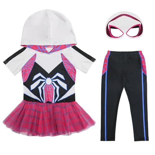 ACCOIEDE Girls Tulle Costume Dress - Perfect for Halloween Cosplay Hero Suit & Toddler Theme Parties (Black, 4-5 Years)