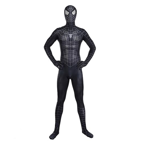 COGUCI Black Cosplay Costume Halloween Costume Breathable Spandex Material Suit for Adult/Kids (Adult- L)