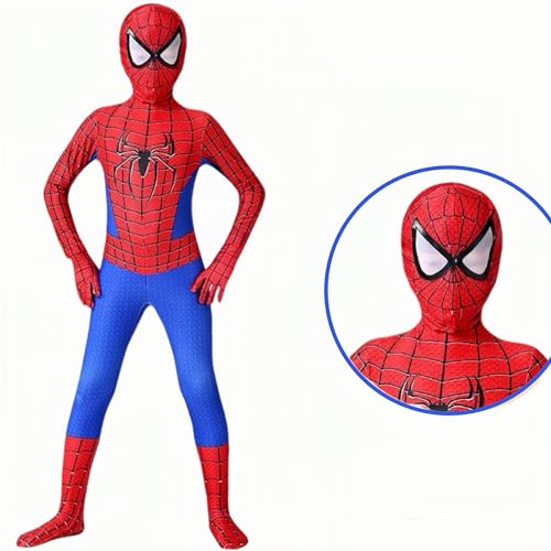 HYUNLAI Superhero Costume Suit Jumpsuit,Halloweeen Cosplay Bodysuit Kids Spandex Bodysuit Jumpsuit Costume (blue, height 47.2inch)