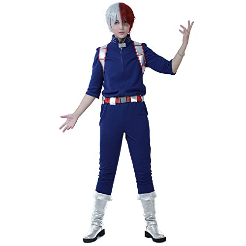Miccostumes Men's Shoto Todoroki Cosplay Costume Uniform, Blue, X-Large