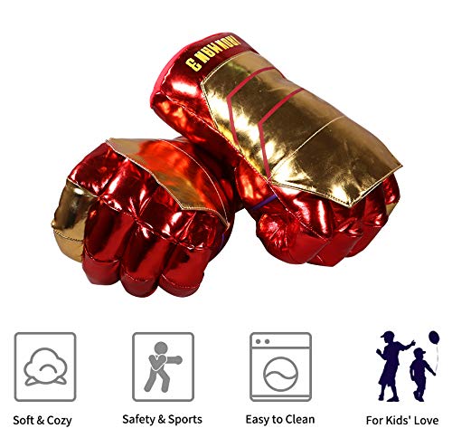 illuOKey Iron Hero Fists for Kids, XIANGQUANWANG Iron Hero Gloves, Premium Quality 3D PP Polyester Microfiber Filling Superhero Gloves, Ideal for Cosplay, Halloween, Costumes, Party, Birthday Gift