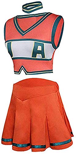Cosplay Life My Hero MHA Ochaco Uraraka Cosplay Costume Ochako/Tsuyu Blazer Suit School Uniform - UA Uniform Top and Skirt (Medium, BNHA Cheer Uniform)