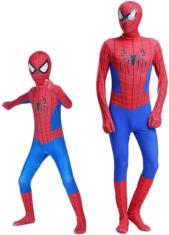 HYUNLAI Superhero Costume Suit Jumpsuit,Halloweeen Cosplay Bodysuit Kids Spandex Bodysuit Jumpsuit Costume (blue, height 47.2inch)