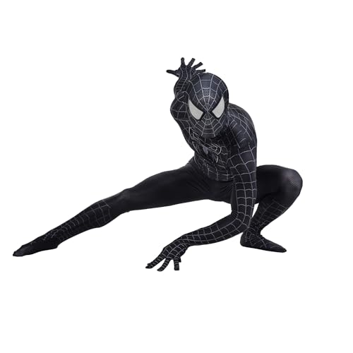 COGUCI Black Cosplay Costume Halloween Costume Breathable Spandex Material Suit for Adult/Kids (Adult- L)