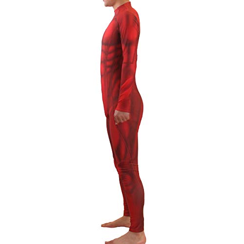 YUOBKU Unisex 3D Muscle Bodysuit Halloween Red Zentai Party Fanny Dress Cosplay Outfit, red 160