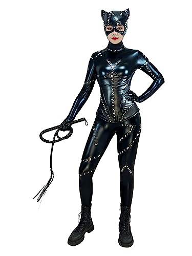 Nodkim Black Catsuit Fullbody Costume For Women Spandex Halloween Cosplay-Medium