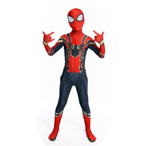 WMSXFDJ Superhero Kids Bodysuit Costumes Spandex Halloween Cosplay Costumes (golden, Medium)