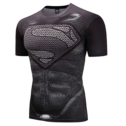 Hero Cosplay t Shirt Men's Gym Shirt Sports Compression Shirt (Gray, Large)