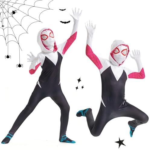 Vicpude Kids Boys Girls Superhero Costume Ghost Cosplay Jumpsuit Bodysuit Black Set Halloween