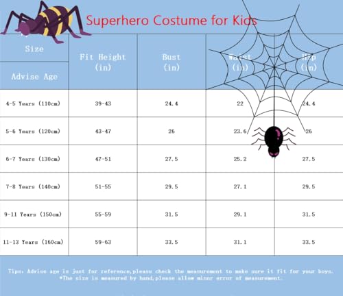 HYUNLAI Superhero Costume Suit Jumpsuit,Halloweeen Cosplay Bodysuit Kids Spandex Bodysuit Jumpsuit Costume (blue, height 47.2inch)