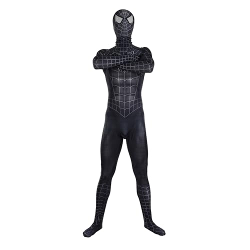 COGUCI Black Cosplay Costume Halloween Costume Breathable Spandex Material Suit for Adult/Kids (Adult- L)
