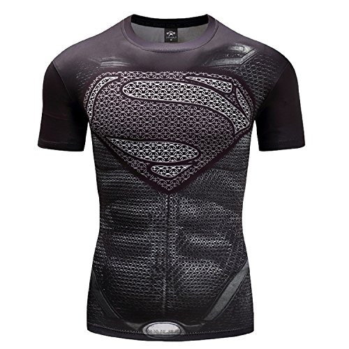 Hero Cosplay t Shirt Men's Gym Shirt Sports Compression Shirt (Gray, Large)