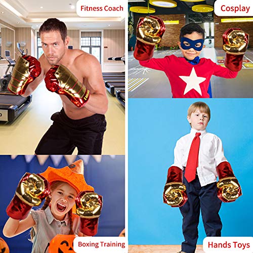 illuOKey Iron Hero Fists for Kids, XIANGQUANWANG Iron Hero Gloves, Premium Quality 3D PP Polyester Microfiber Filling Superhero Gloves, Ideal for Cosplay, Halloween, Costumes, Party, Birthday Gift