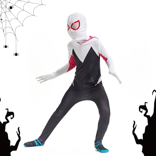 Vicpude Kids Boys Girls Superhero Costume Ghost Cosplay Jumpsuit Bodysuit Black Set Halloween