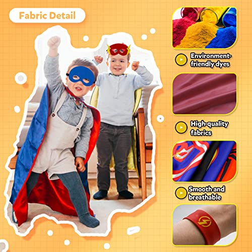 KARAZZO Superhero Capes Set and Wristbands Kids Costumes Halloween Christmas Cosplay Dress Up Gift for Boys (8-PACK CAPES SET)