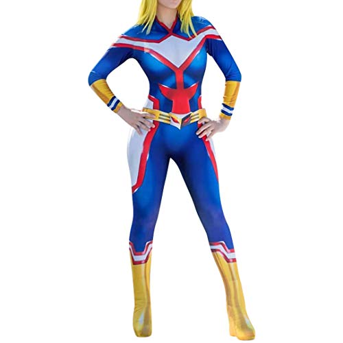 Cosplay Life My Hero Academia Cosplay Costume Anime Boku No Hero Bodysuit Cosplay Halloween Zentaisuit Outfit (All Might Female, L