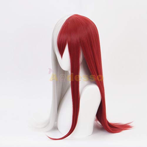 Aadesso Anime Half Red and Sliver Wigs Short for My Hero Academia Cosplay Halloween Wigs