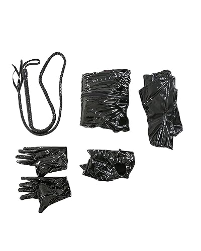 miccostumes Women's Plus Size Fullbody Black Catsuit Halloween Cosplay Deluxe Costume Whip Zipper Patch(1X/2X, Black)