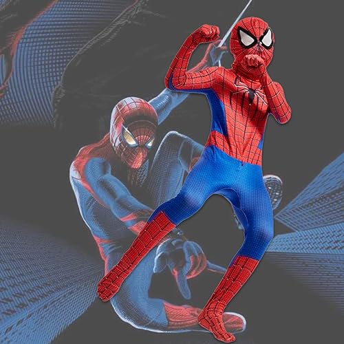 NAKUL Super Hero Spider Costume for Kids, Halloween Cosplay Costumes 4D Spandex Bodysuit Jumpsuit with Mask for Boys