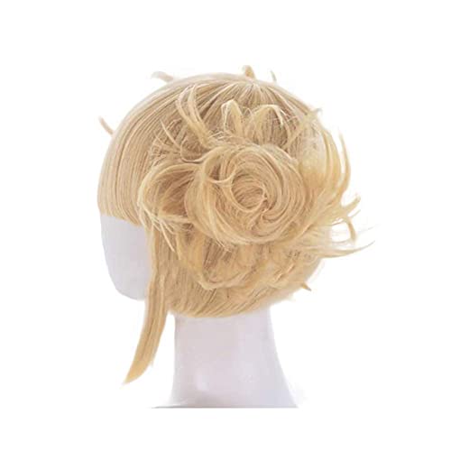 PPONE MHA Himiko Toga Wig + Teeth Fangs+ Plastic Dagger,Anime My Hero Academia Cosplay Hair with 2 Detachable Buns Costume, yellow, 1 Count (Pack of 1)